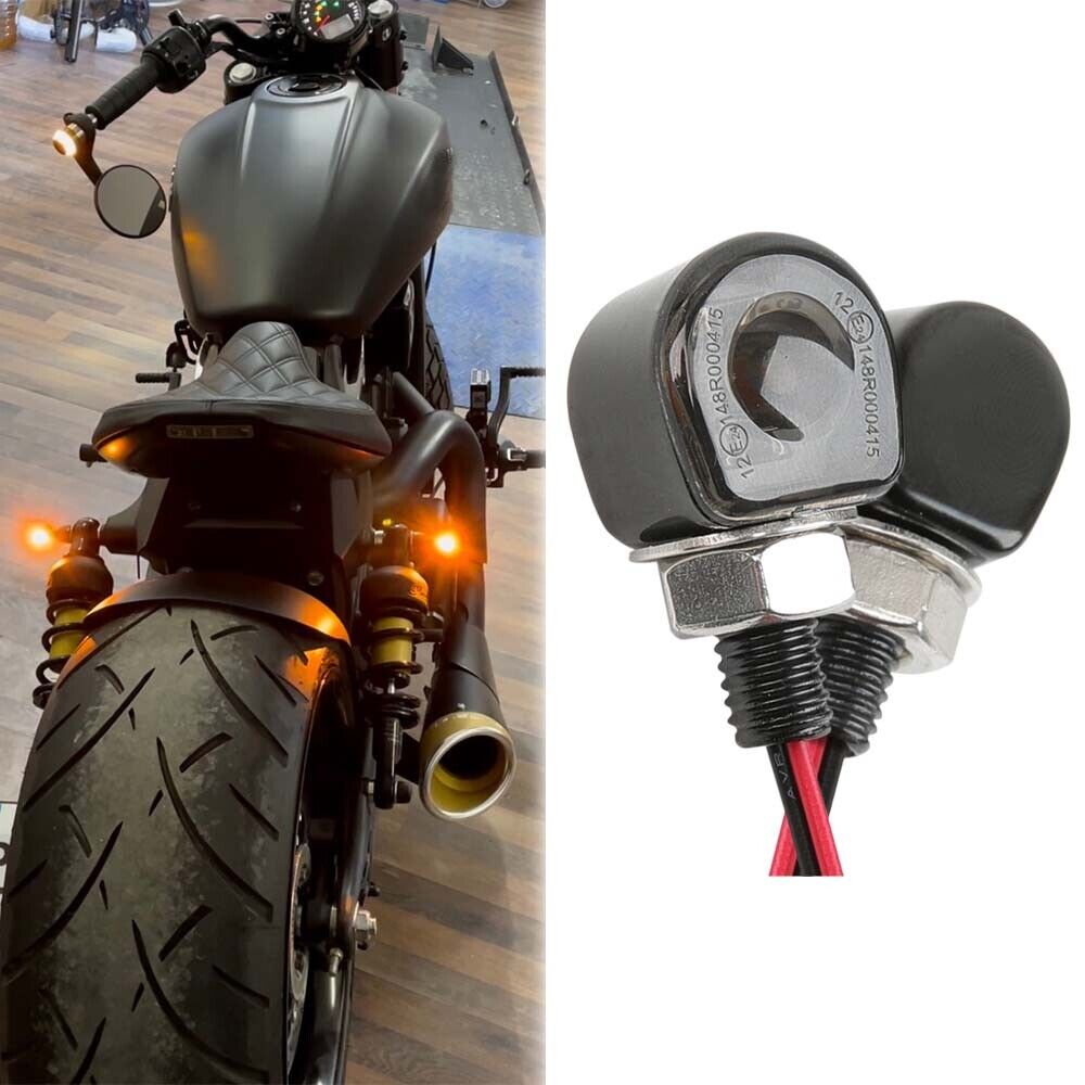 Mini LED Motorcycle Turn Signal Indicator Blinker Light Amber For Harley Softail