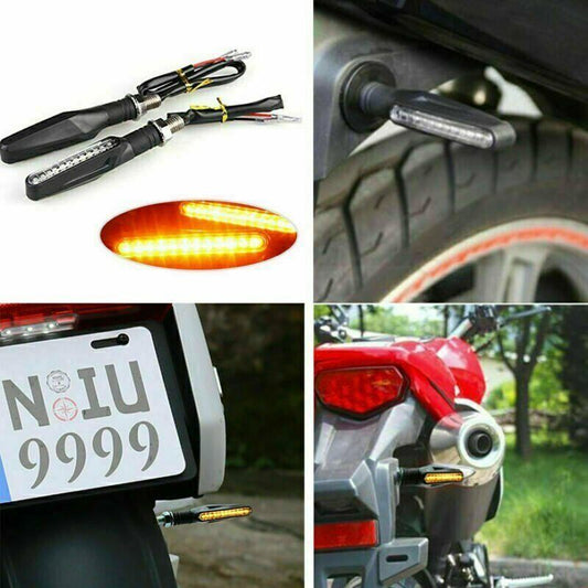 2x Universal Motorcycle 12 LED Amber Turn Bike Signal Indicators Blinker Lights