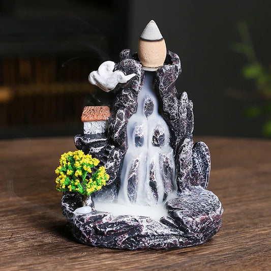 High Mountain Flowing Resin Back Flow Incense Holder Waterfall Incense Burner