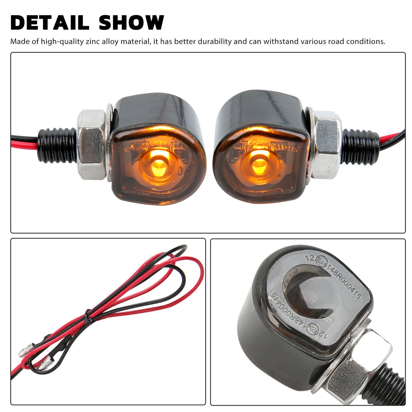 Mini LED Motorcycle Turn Signal Indicator Blinker Light Amber For Harley Softail