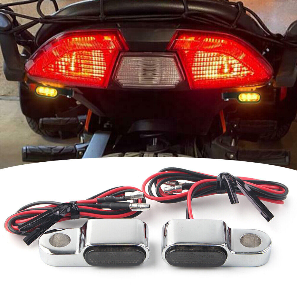 2 pcs Chrome Universal Mini Motorcycle LED Turn Signals Blinker Indicator Amber Lamps