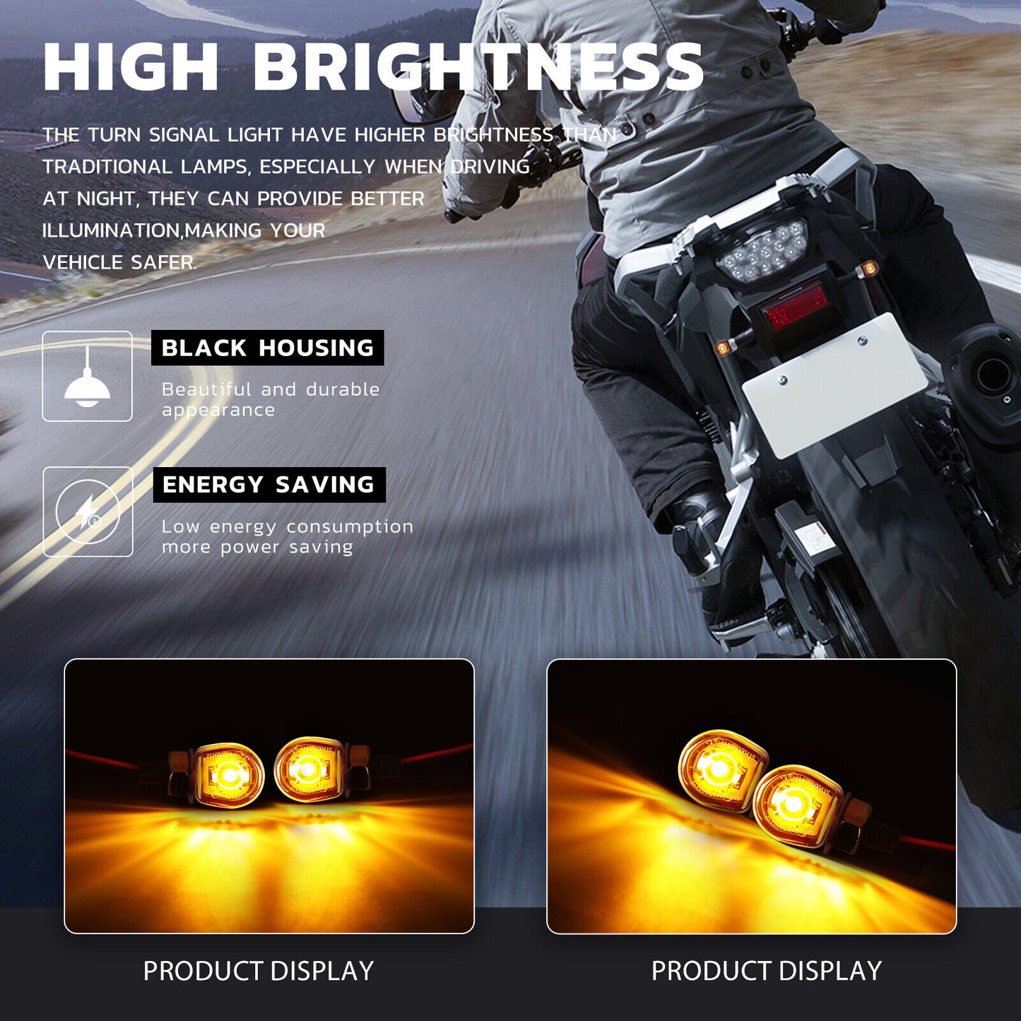 Mini LED Motorcycle Turn Signal Indicator Blinker Light Amber For Harley Softail