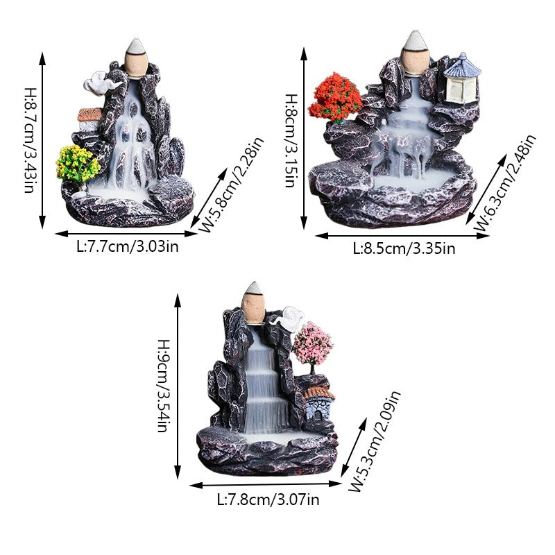 High Mountain Flowing Resin Back Flow Incense Holder Waterfall Incense Burner