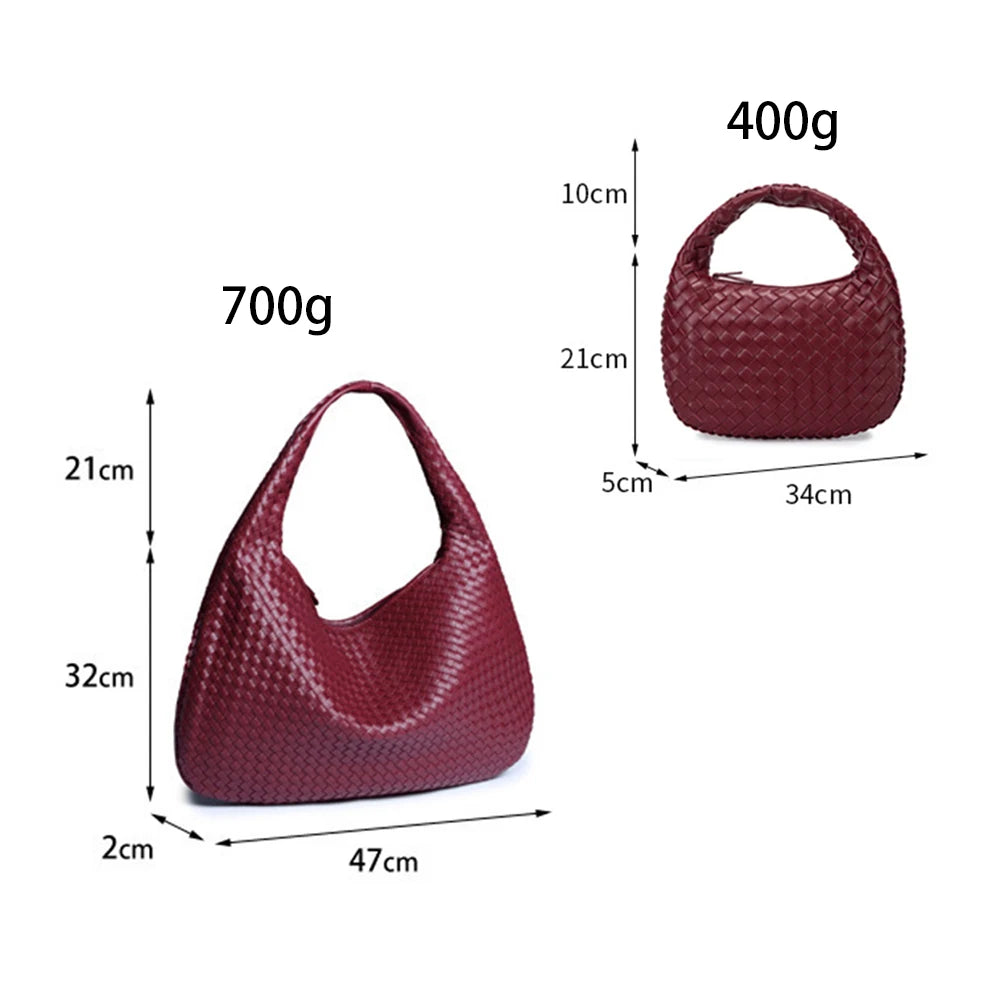 Woven Bag Vegan Leather Hobo Handbags for Women Top-handle Shoulder Tote