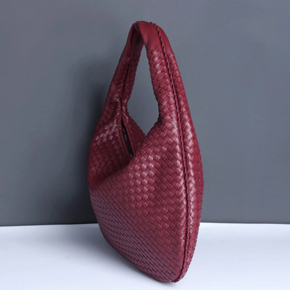 Woven Bag Vegan Leather Hobo Handbags for Women Top-handle Shoulder Tote