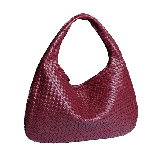 Woven Bag Vegan Leather Hobo Handbags for Women Top-handle Shoulder Tote