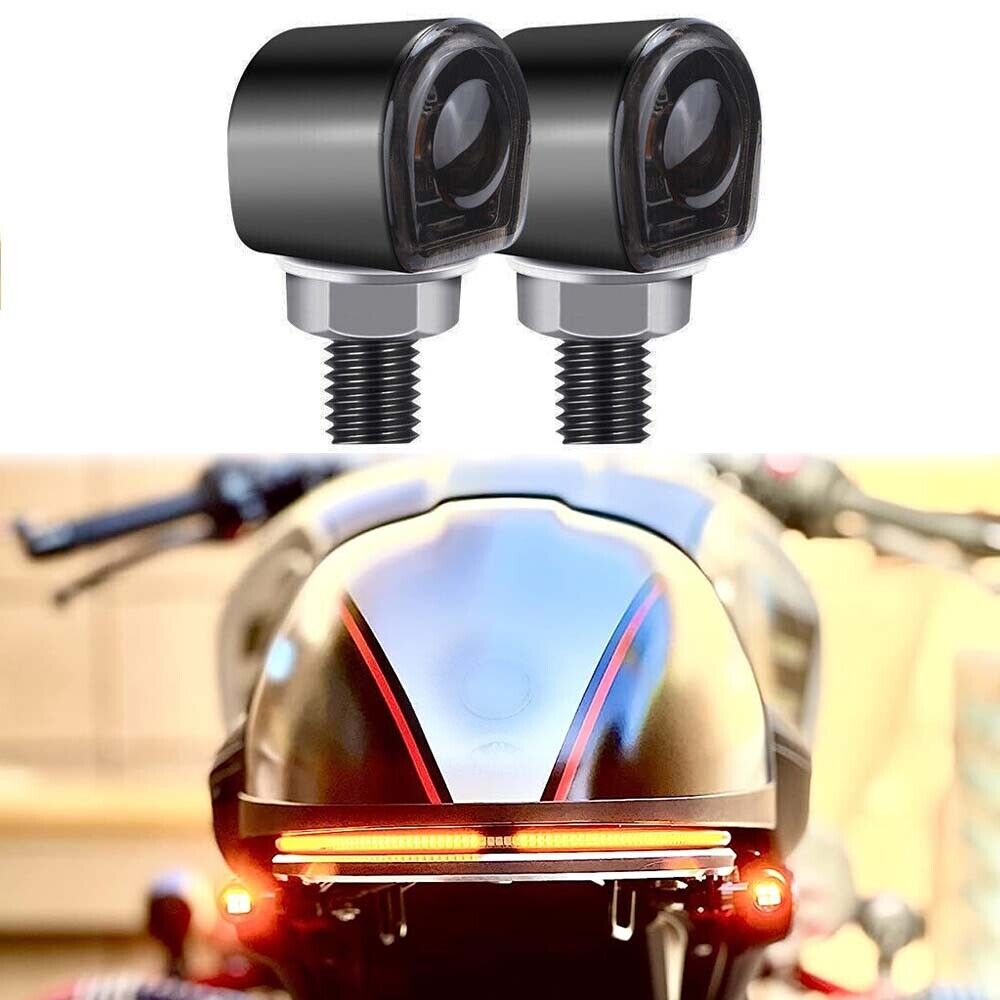 Mini LED Motorcycle Turn Signal Indicator Blinker Light Amber For Harley Softail