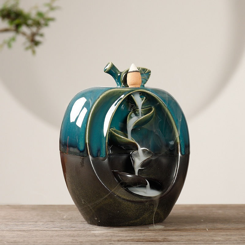 Ceramic Apple Shaped Waterfall Backflow Incense Burner