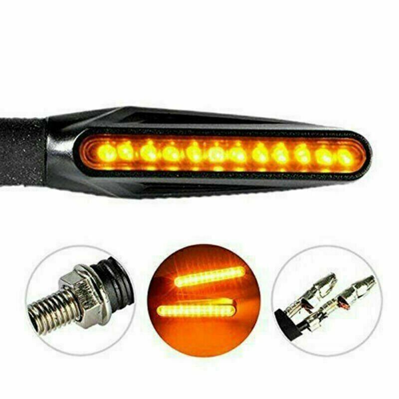 2x Universal Motorcycle 12 LED Amber Turn Bike Signal Indicators Blinker Lights