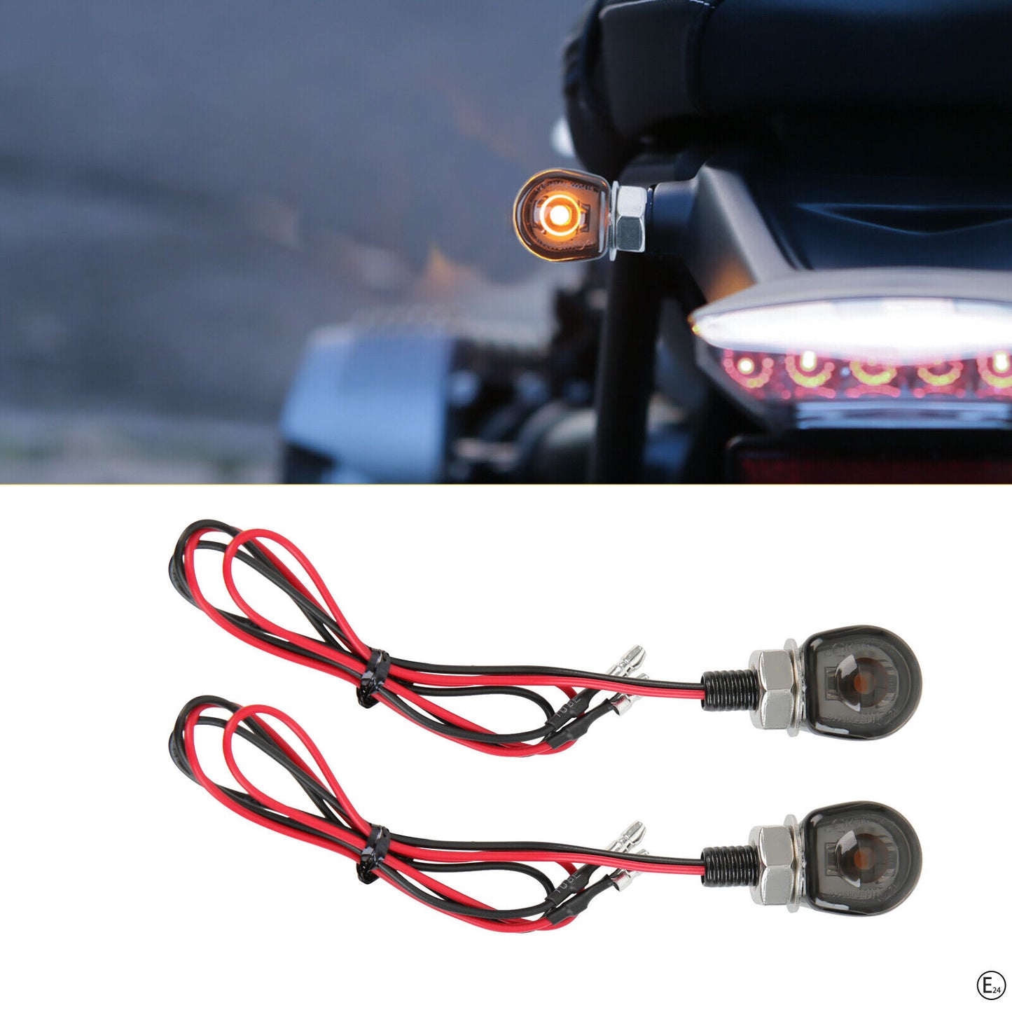 Mini LED Motorcycle Turn Signal Indicator Blinker Light Amber For Harley Softail