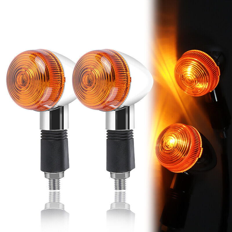 4pcs Universal Classic Motorcycle Turn Signal Light Amber Indicators Blinker Lamp 12V