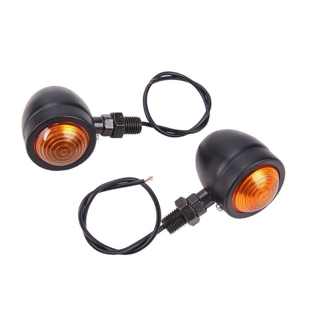 4X Black Motorcycle Turn Signal Lights Mini Bullet Blinker Amber Indicator Light