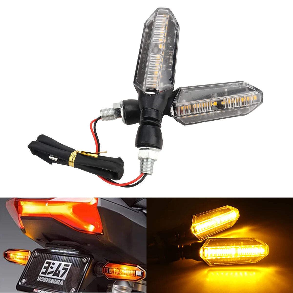 Motorcycle LED Turn Signals Amber Flowing Water Turn Signal Indicator Lamp Moto