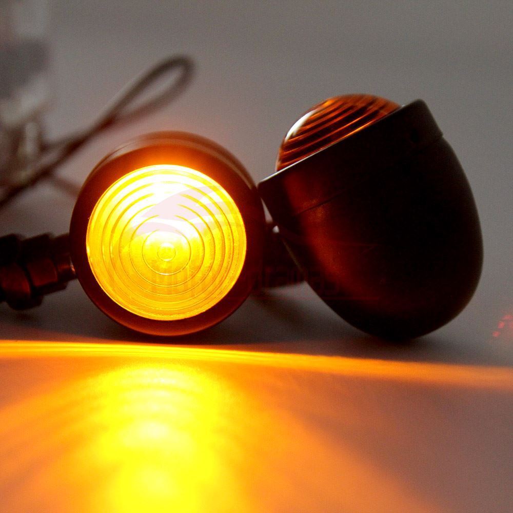 4X Black Motorcycle Turn Signal Lights Mini Bullet Blinker Amber Indicator Light