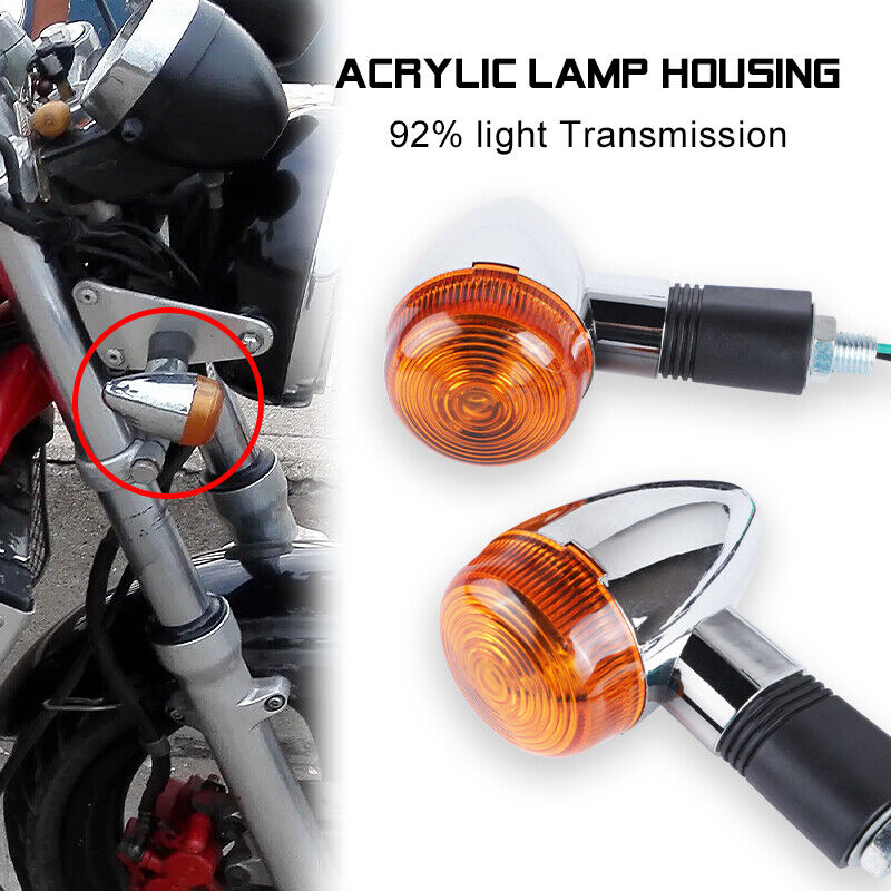 4pcs Universal Classic Motorcycle Turn Signal Light Amber Indicators Blinker Lamp 12V