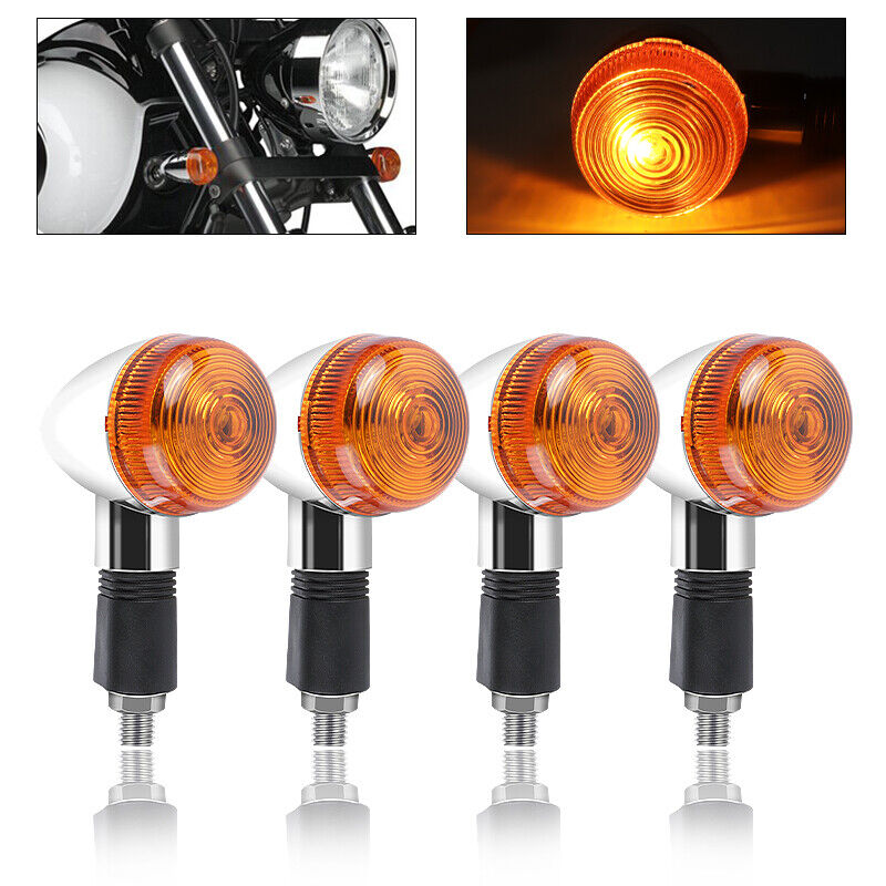 4pcs Universal Classic Motorcycle Turn Signal Light Amber Indicators Blinker Lamp 12V