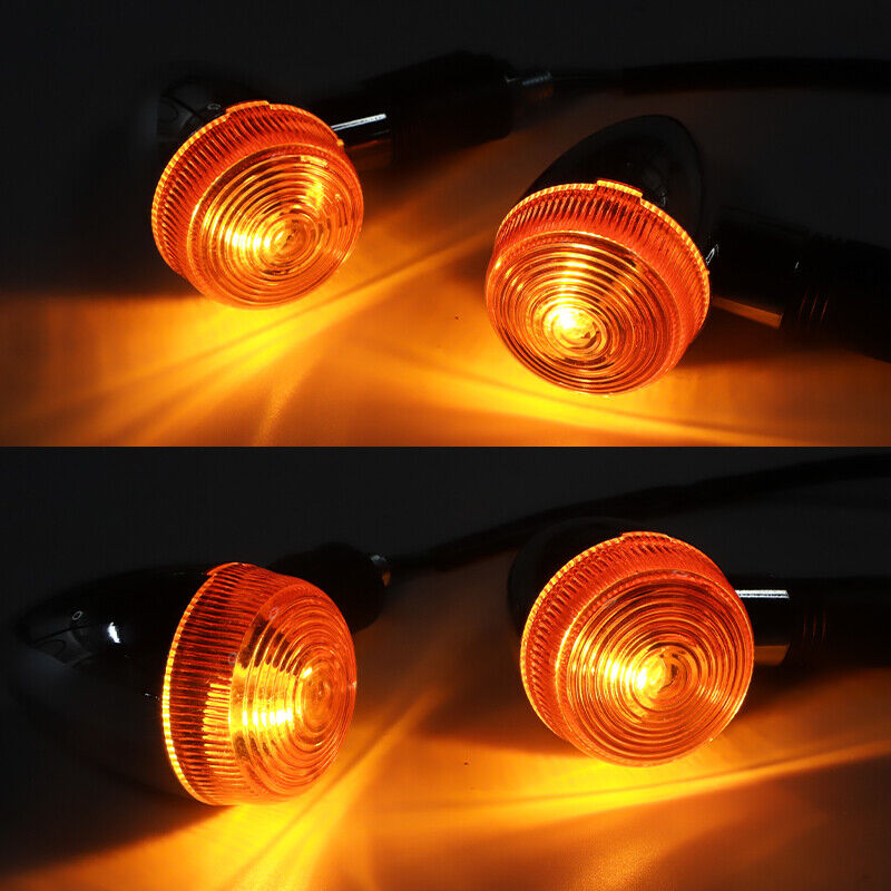 4pcs Universal Classic Motorcycle Turn Signal Light Amber Indicators Blinker Lamp 12V