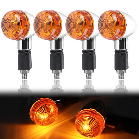 4pcs Universal Classic Motorcycle Turn Signal Light Amber Indicators Blinker Lamp 12V