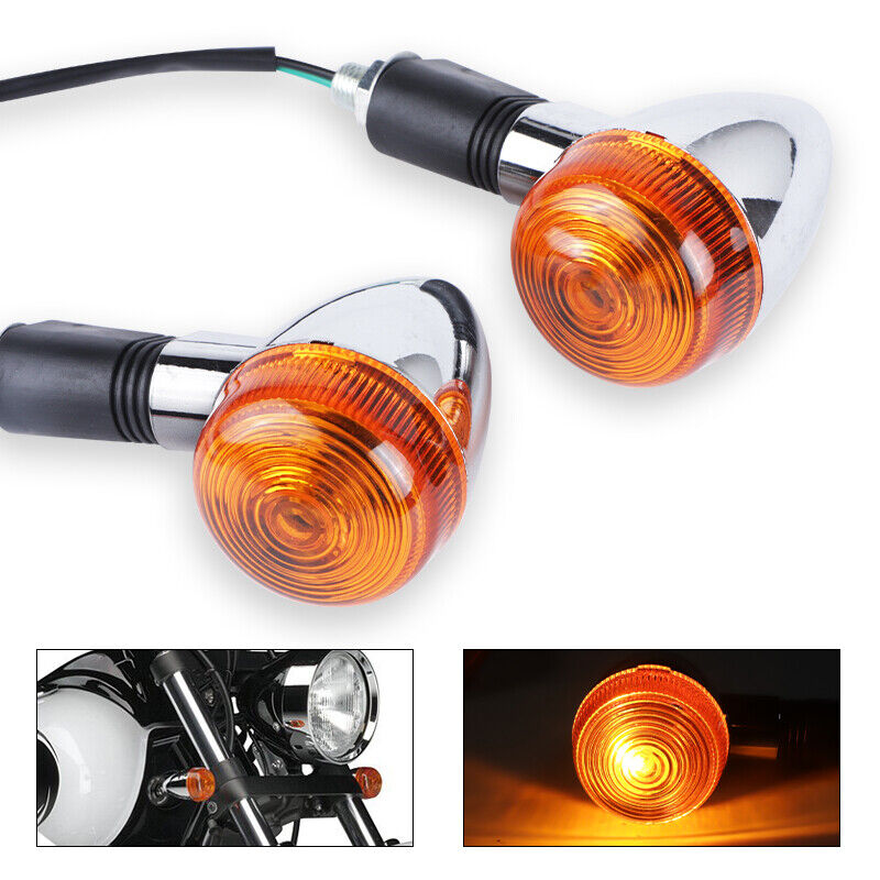 4pcs Universal Classic Motorcycle Turn Signal Light Amber Indicators Blinker Lamp 12V